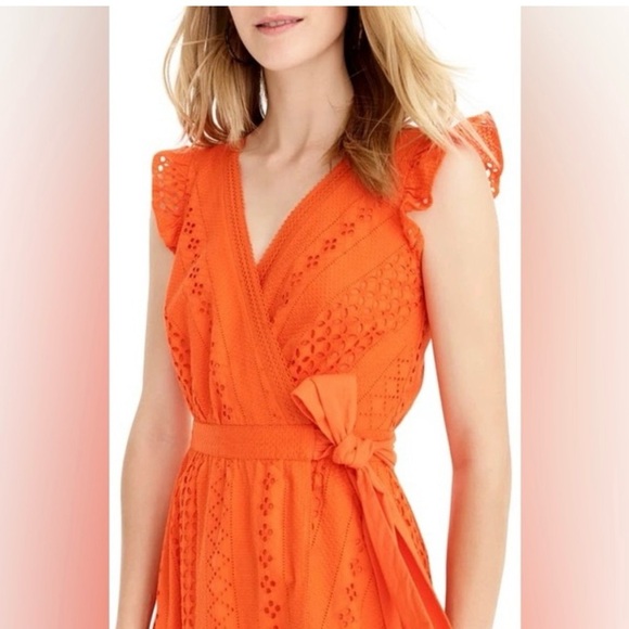 J. Crew All Over Eyelet Wrap Midi Dress - Picture 2 of 9